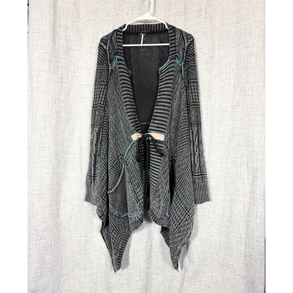 Free People Boho Grunge Cardigan Sz XS All Washed Out Eclectic Artsy Festival